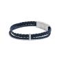 Preview: Doppeltes blaues italienisches Nappalederarmband mit versilberter Oberfläche - Duo Blue
